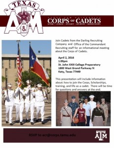 Corps of Cadets recruiting